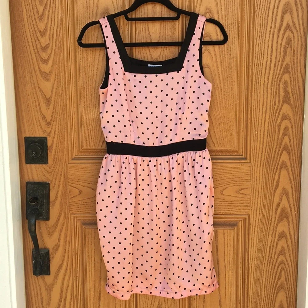 New** ‎ KLING  Sleeveless Pink Polkadot Dress